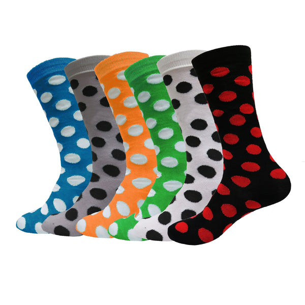 3 or 6  Pairs Women's Casual or Dress Polka Dot Crew Socks