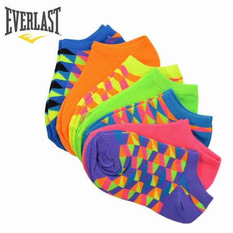 14 Pairs of Everlast Women's Colorful Filled Optic & Zebra Stripes Low cut Ankle Socks , 9-11