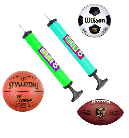 Portable Hand Sports Air Pump W/ Pin Needle Basketball Football Soccer Cycling