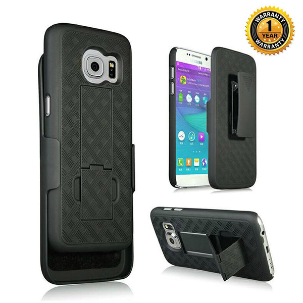 Encust Shell Holster Slim Black Case for Samsung Galaxy S7 & S8 with Kick-Stand & Belt Clip Holster with (At&t, Verizon, T-Mobile & Sprint)