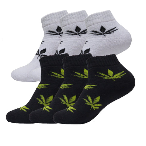 12 Pairs Dozen Ankle Socks Sports Weed Leaf Marijuana Cotton Mens Womens Stretch