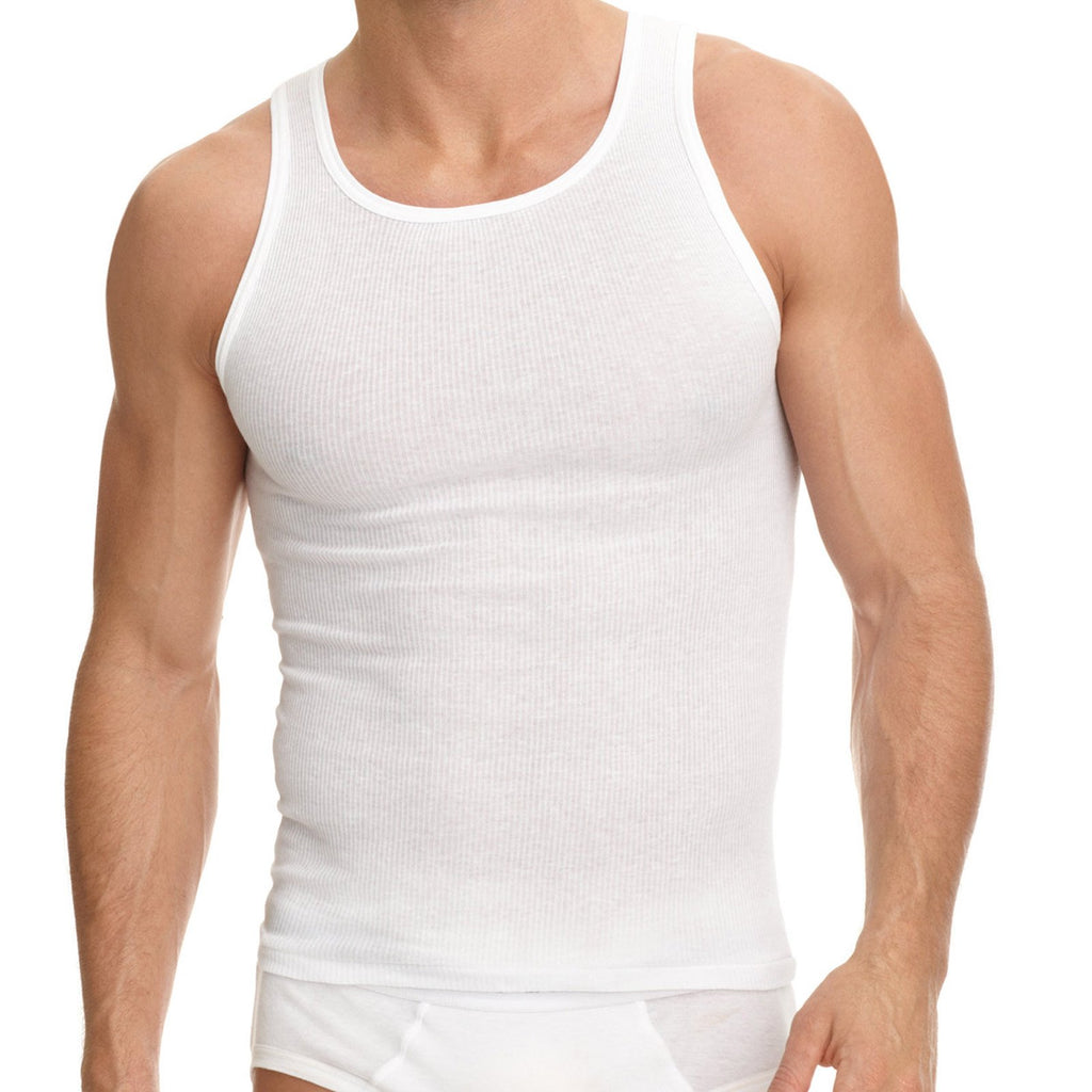 3 6 12 Pack Men Tank Top 100% Cotton A-Shirt Wife Beater Ribbed Undershirt  S-3XL