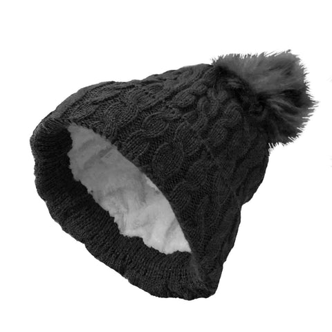 Women's Thick & Warm Winter Baggy Knitted Slouchy Beanie Hat with Faux Fur Pom Pom