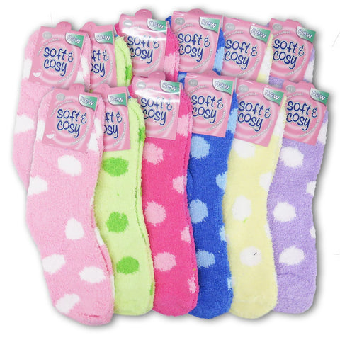 Women's Colorful Soft & Cozy Warm Microfiber Fuzzy Crew Socks 6 or 12 Pairs