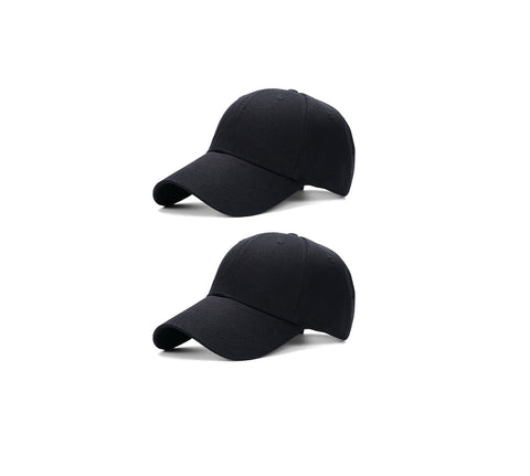 New Unisex 100% Washed Cotton Solid Black Adjustable Polo Style Baseball Cap