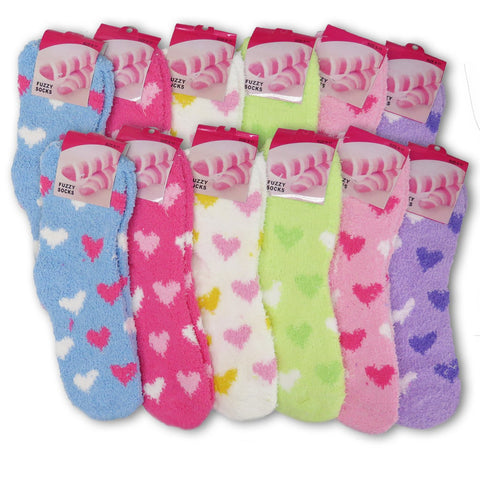 Women's Colorful Soft & Cozy Warm Microfiber Fuzzy Crew Socks 6 or 12 Pairs