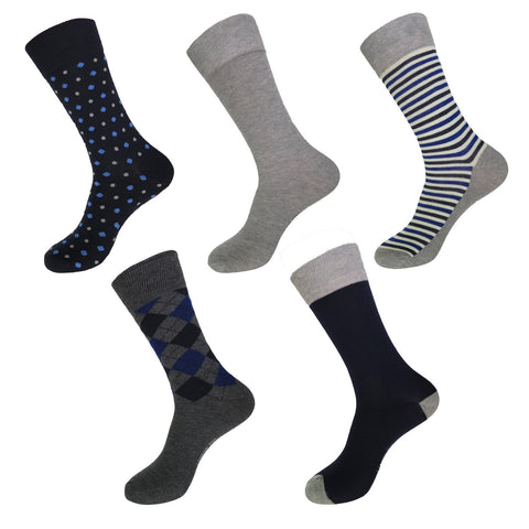 5 or 10 Pairs of Men's London Fog Multi Color Classic Style Argyle Diamond Dress Socks