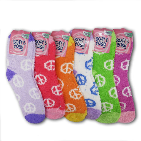 Women's Colorful Soft & Cozy Warm Microfiber Fuzzy Crew Socks 6 or 12 Pairs