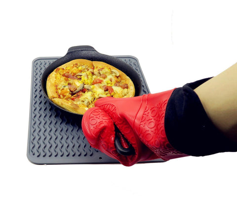 Magg Professional Long Heat Resistant Silicone Lined Grip Oven Potholder Kitchen Mitts- For Hot Surfaces