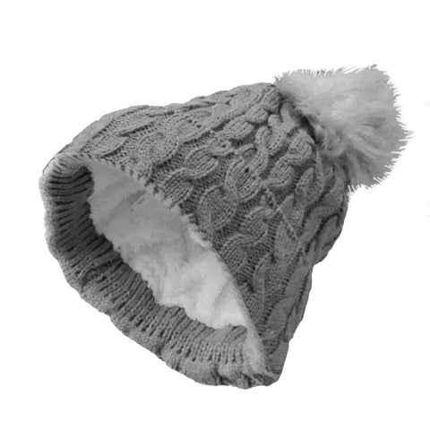 Women's Thick & Warm Winter Baggy Knitted Slouchy Beanie Hat with Faux Fur Pom Pom