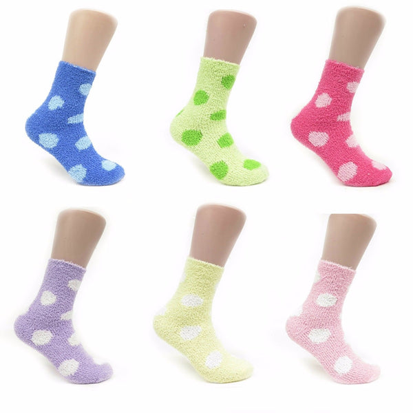 Women's Colorful Soft & Cozy Warm Microfiber Fuzzy Crew Socks 6 or 12 Pairs