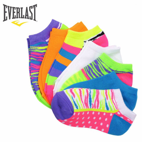 14 Pairs of Everlast Women's Colorful Filled Optic & Zebra Stripes Low cut Ankle Socks , 9-11