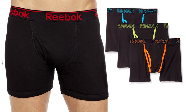 Reebok 3 or 6 Pack of Men's Stretch Performance Training Boxer Briefs