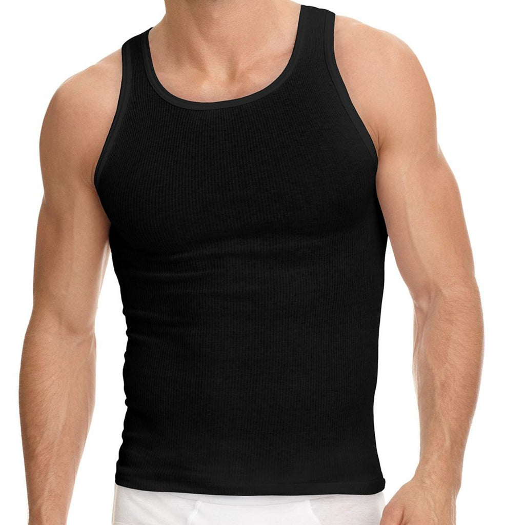 Lot of 6 Pack Men's Tank Top 100% Cotton A-Shirt Wife Beater Ribbed  Undershirt