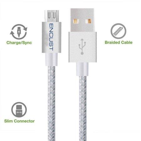 Encust 3-pack Nylon Braided Tangle-Free Micro USB Cables High Speed USB charger