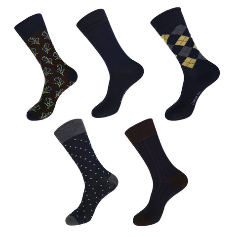 5 or 10 Pairs of Men's London Fog Multi Color Classic Style Argyle Diamond Dress Socks