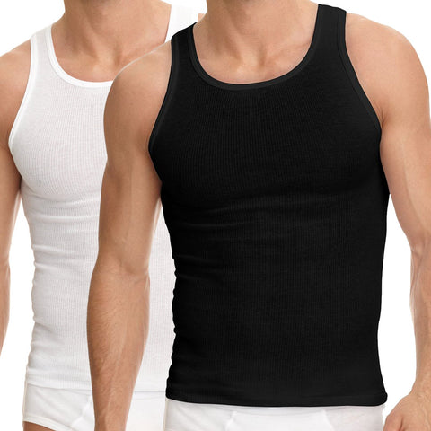 3-6 Packs Mens 100% Cotton Tank Top A-Shirt Wife Beater Ribbed  Undershirt