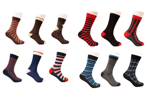 Men’s Versatile And Unique Classic Crew Casual Dress Socks 4 Pack (12 Pairs)