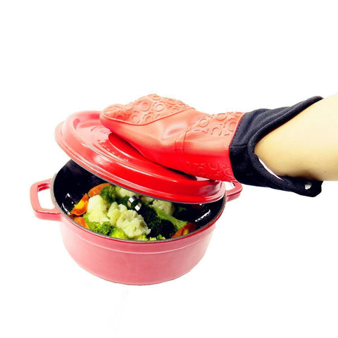 Magg Professional Long Heat Resistant Silicone Lined Grip Oven Potholder Kitchen Mitts- For Hot Surfaces