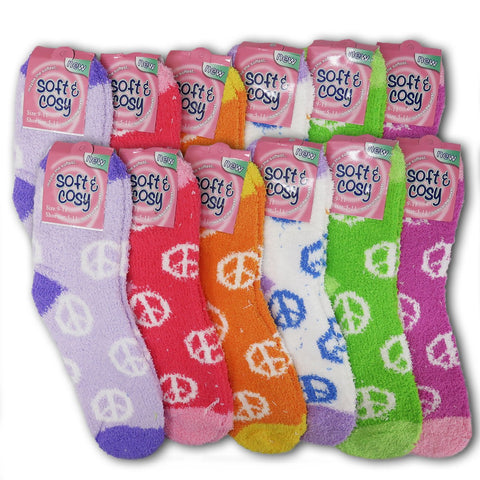 Women's Colorful Soft & Cozy Warm Microfiber Fuzzy Crew Socks 6 or 12 Pairs