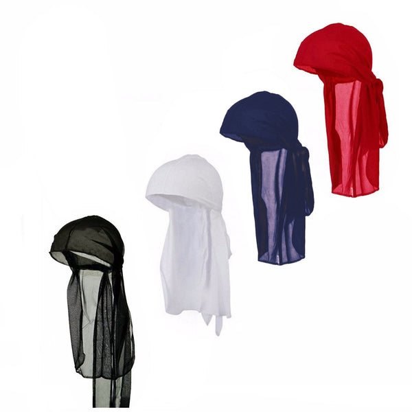 Mens Long Tie Soft Du-rag Skull Cap Durag in Multiple Colors and Packs -One Size