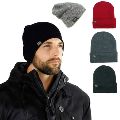 Mens Thermal Baggy Beanie slouchy winter Fleece lined Hat Skull Men Women Cap