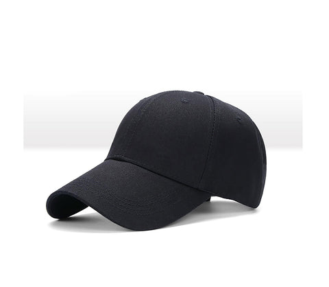 New Unisex 100% Washed Cotton Solid Black Adjustable Polo Style Baseball Cap